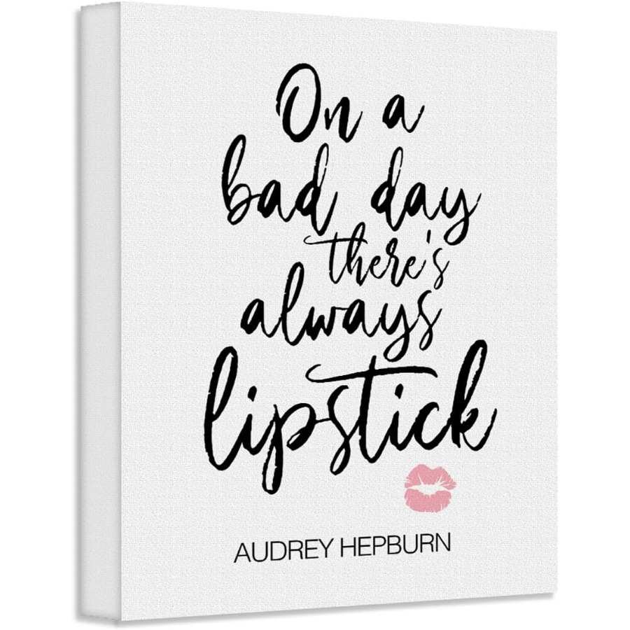Beauty Makeup Quotes Funny - ในวันที่ไม่ดี ยังมีลิปสติกเสมอ ภาพติดผนังพร้อมแขวน ขนาด 28x36 ตัวอักษรตลกเกี่ยวกับเครื่องสำอางและความงาม