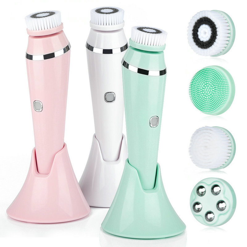 Electric Face Cleanser Brush - 4 in 1 แปรงทําความสะอาดผิวหน้าไฟฟ้าแบบชาร์จไฟได้กันน้ํา Spin Sonic