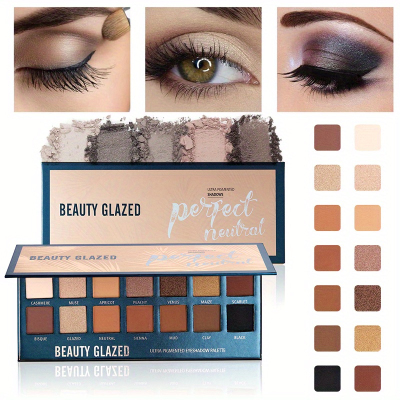 Beauty Huda Makeup - พาเลทอายแชโดว์เคลือบ14สีทาอายแชโดว์เนื้อแมทสีนู้ดกันน้ำติดทนนาน