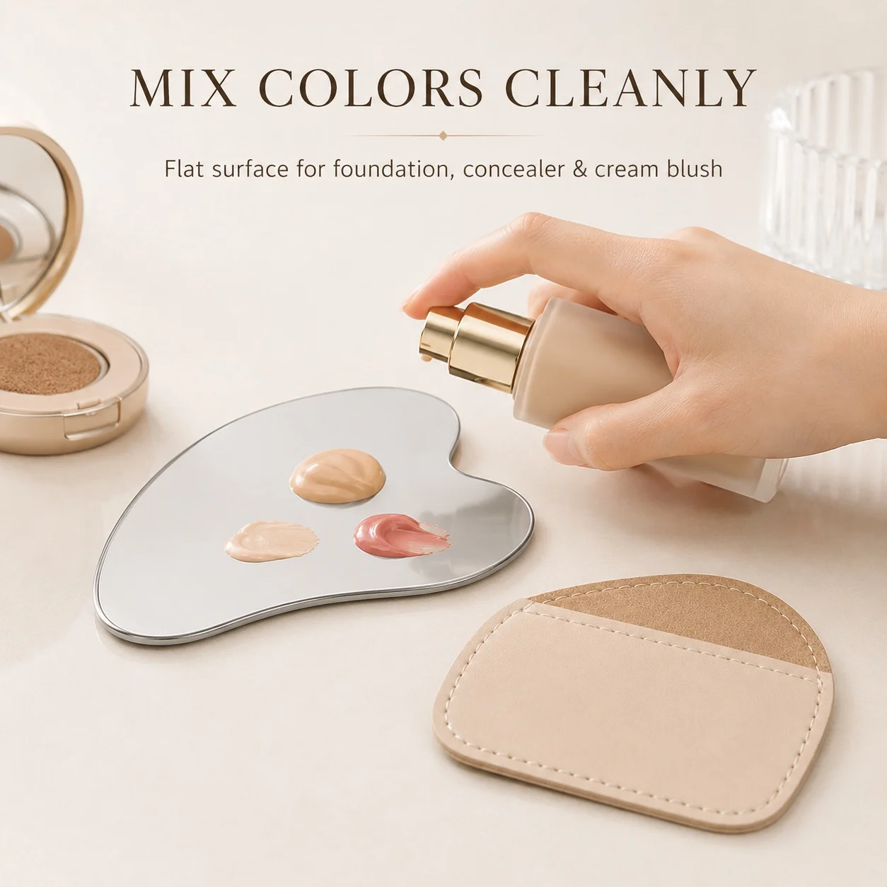 พาเลตผสมเครื่องสำอางสแตนเลสทรง - Beauty Makeup Palette บทวิจารณ์และราคา